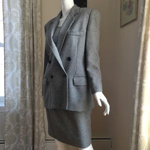 Vintage Ellen Tracy wool houndstooth skirt set
